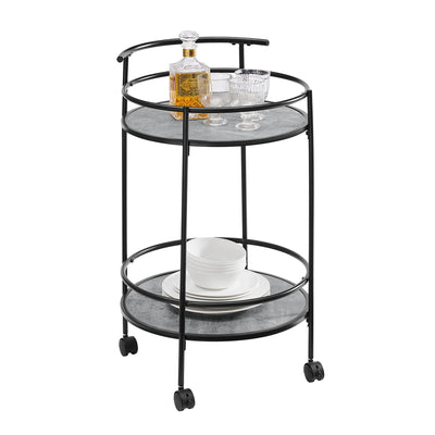 Carlly 2 Tiers Kitchen Rolling Bar Cart In Concrete Grey Payday Deals