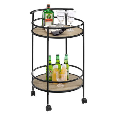 Carlly 2 Tiers Kitchen Rolling Bar Cart In Natural Payday Deals