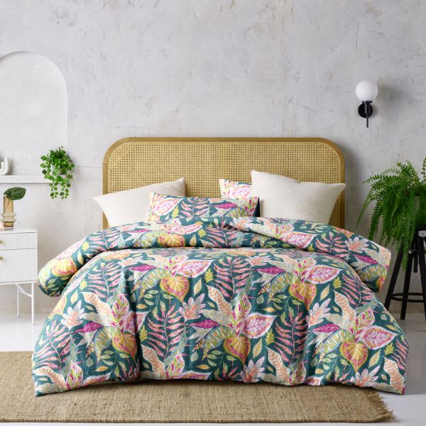 Carmila Linen Cotton Printed Quilt Cover Set by Accessorize King Payday Deals