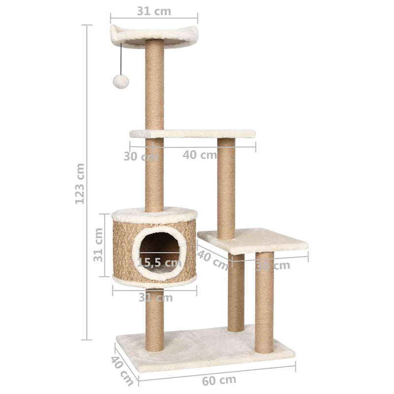 Cat Tree with Scratching Post 123cm Seagrass Payday Deals