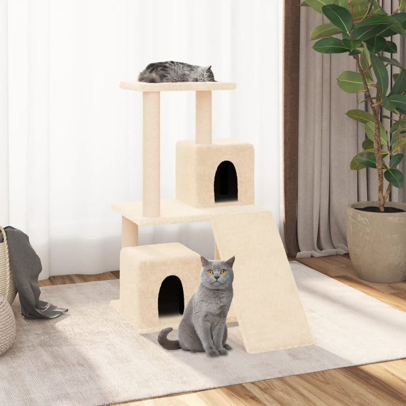 Cat Tree with Sisal Scratching Posts Cream 82 cm Payday Deals