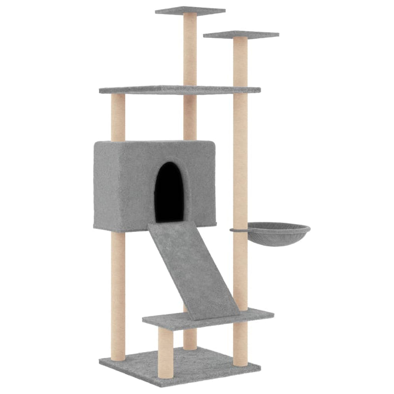 Cat Tree with Sisal Scratching Posts Light Grey 153 cm Payday Deals