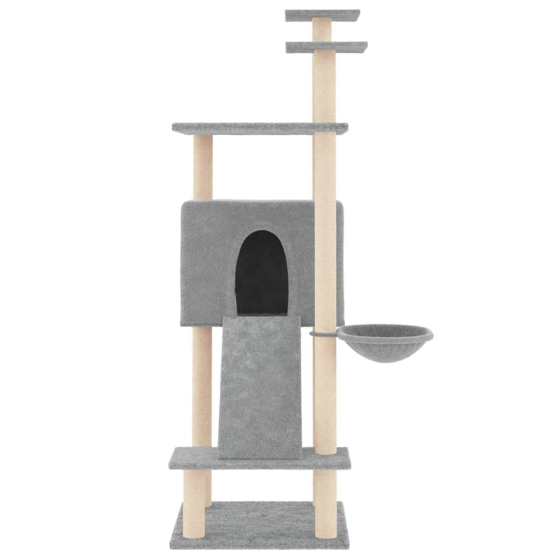 Cat Tree with Sisal Scratching Posts Light Grey 153 cm Payday Deals