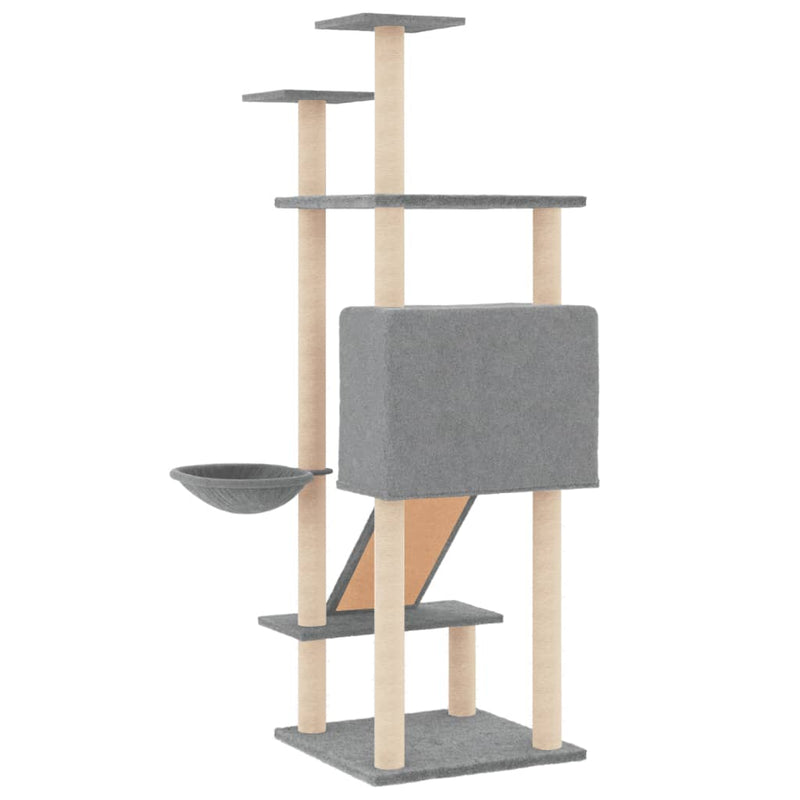 Cat Tree with Sisal Scratching Posts Light Grey 153 cm Payday Deals