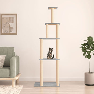 Cat Tree with Sisal Scratching Posts Light Grey 183 cm Payday Deals