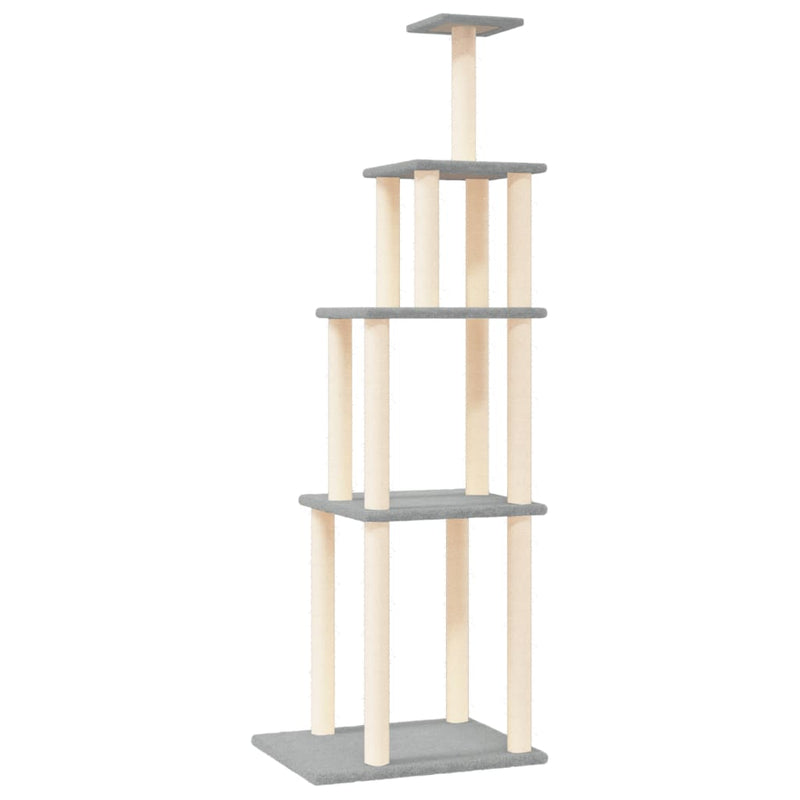 Cat Tree with Sisal Scratching Posts Light Grey 183 cm Payday Deals