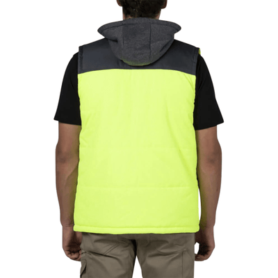 Caterpillar Hi-Vis Hooded Men's Work Vest Jacket - Water Resistant - Yellow Payday Deals