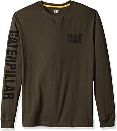 Caterpillar Men's Trademark Banner Long Sleeve Tee Top CAT - Army Moss