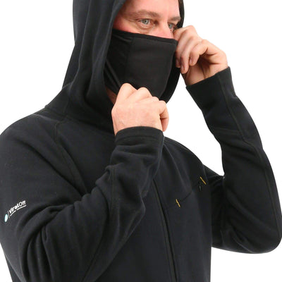 Caterpillar Men's ViralOff® Hooded Sweatshirt Hoodie w Face Mask Covering - Pitch Bla Payday Deals