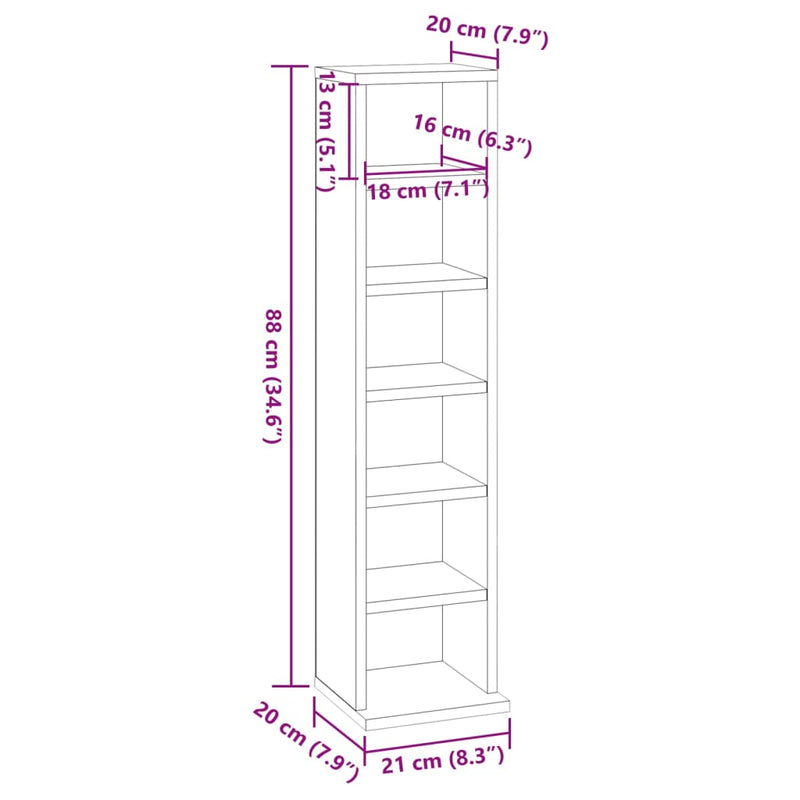 CD Cabinet Grey Sonoma 21x20x88 cm Engineered Wood Payday Deals