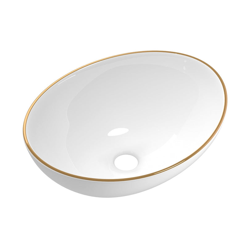 Cefito Bathroom Basin Ceramic Vanity Sink Hand Wash Bowl Gold Line 41x34cm Payday Deals