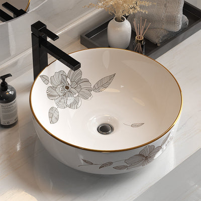 Cefito Bathroom Basin Ceramic Vanity Sink Hand Wash Bowl with Pattern 41x41cm Payday Deals