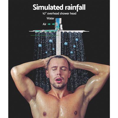 Cefito WELS 10'' Rain Shower Head Set Round Handheld High Pressure Wall Chrome Payday Deals