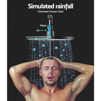 Cefito WELS 9'' Rain Shower Head Mixer Round Handheld High Pressure Wall Black Payday Deals