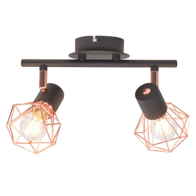 Ceiling Lamp with 2 Spotlights E14 Black and Copper Payday Deals