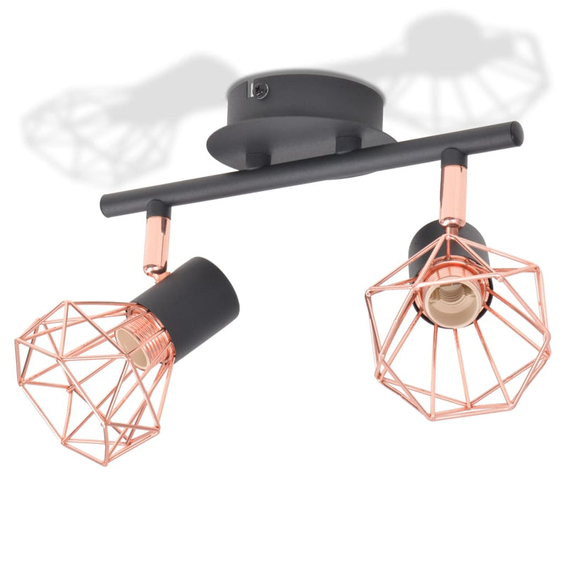 Ceiling Lamp with 2 Spotlights E14 Black and Copper Payday Deals