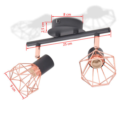 Ceiling Lamp with 2 Spotlights E14 Black and Copper Payday Deals