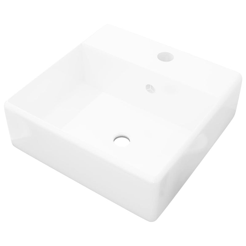 Ceramic Basin Square with Overflow and Faucet Hole 41 x 41 cm Payday Deals