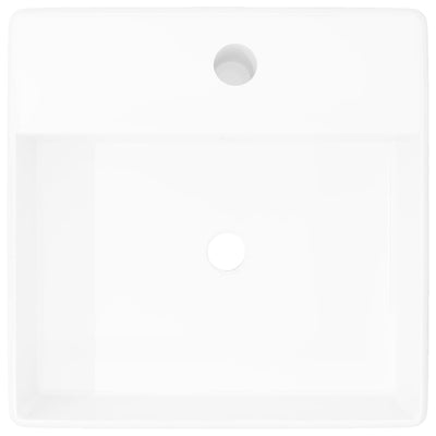 Ceramic Basin Square with Overflow and Faucet Hole 41 x 41 cm Payday Deals