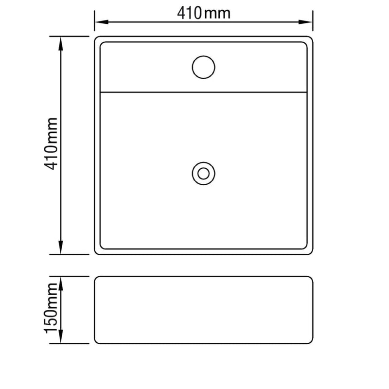 Ceramic Basin Square with Overflow and Faucet Hole 41 x 41 cm Payday Deals