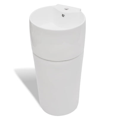 Ceramic Stand Bathroom Sink Basin Faucet/Overflow Hole White Payday Deals
