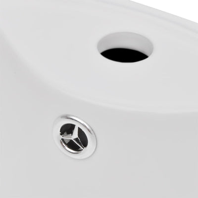 Ceramic Stand Bathroom Sink Basin Faucet/Overflow Hole White Payday Deals