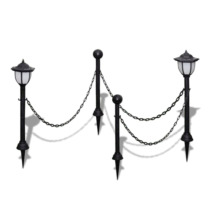 Chain Fence with Solar Lights Two LED Lamps Two Poles Payday Deals