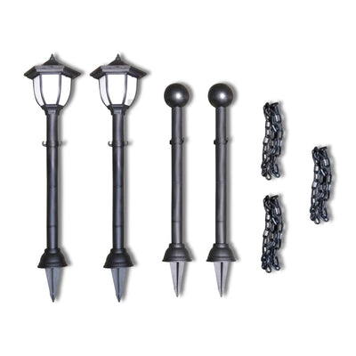 Chain Fence with Solar Lights Two LED Lamps Two Poles Payday Deals
