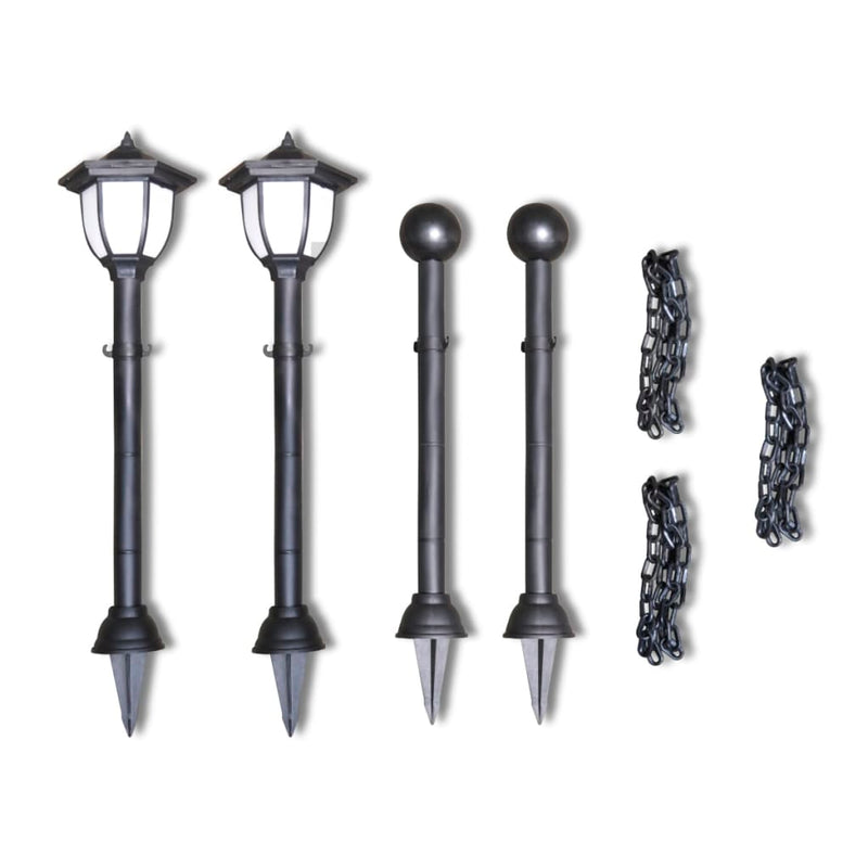 Chain Fence with Solar Lights Two LED Lamps Two Poles Payday Deals