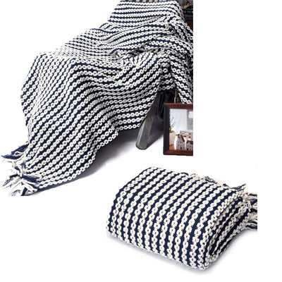 Chains Navy Knitted Throw Rug Payday Deals
