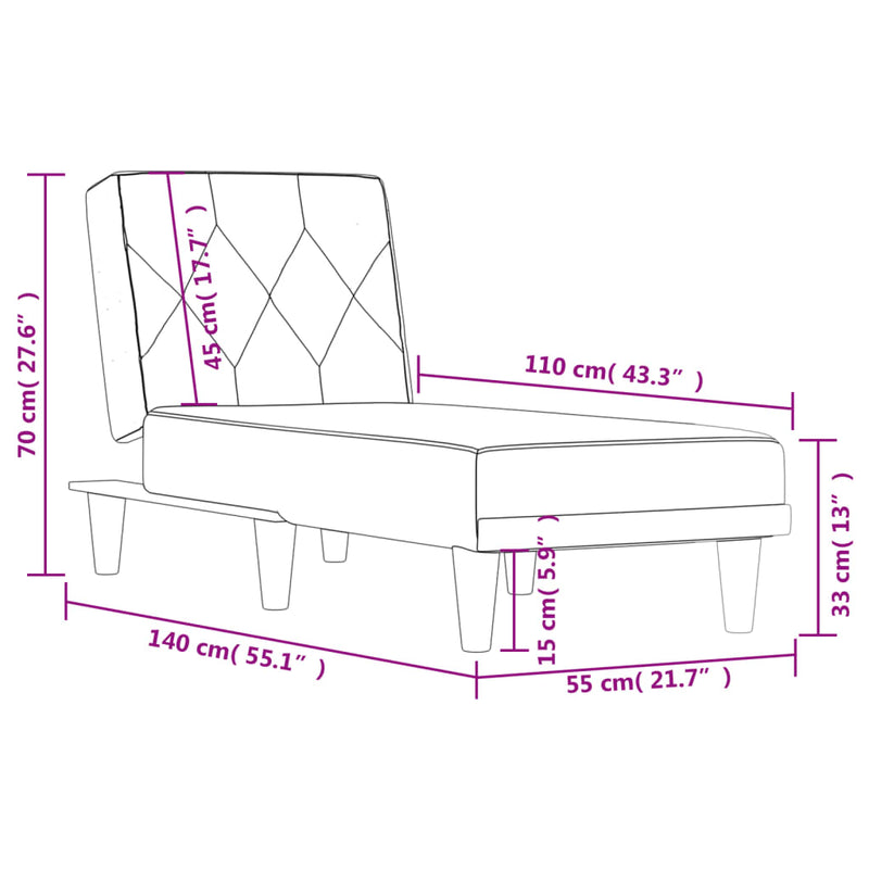 Chaise Longue Black Fabric Payday Deals