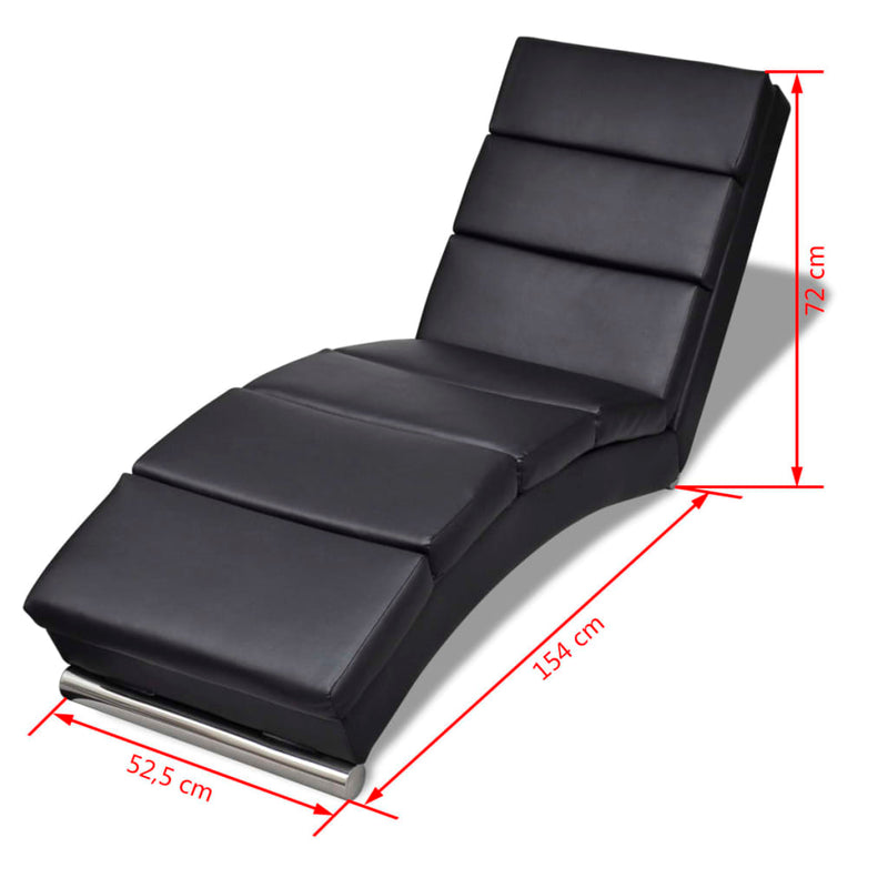 Chaise Longue Black Faux Leather Payday Deals