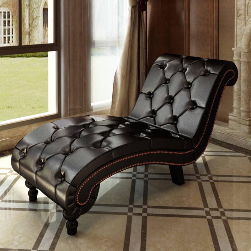 Chaise Longue Brown Faux Leather Payday Deals