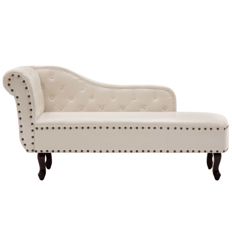 Chaise Longue Cream White Faux Leather Payday Deals