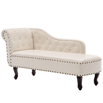 Chaise Longue Cream White Faux Leather Payday Deals