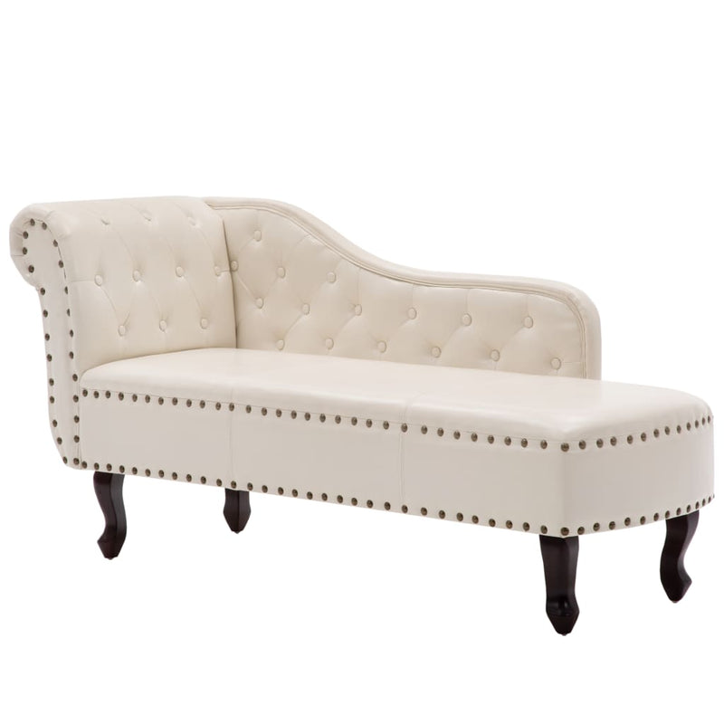 Chaise Longue Cream White Faux Leather Payday Deals