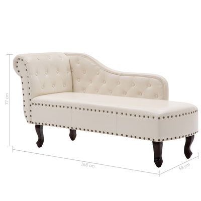 Chaise Longue Cream White Faux Leather Payday Deals