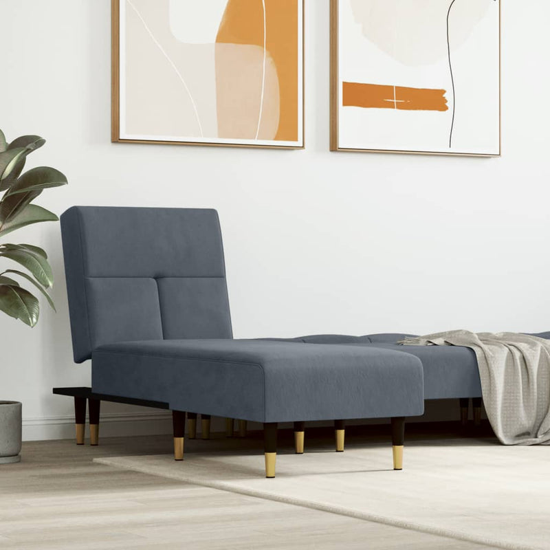 Chaise Longue Dark Grey Velvet Payday Deals