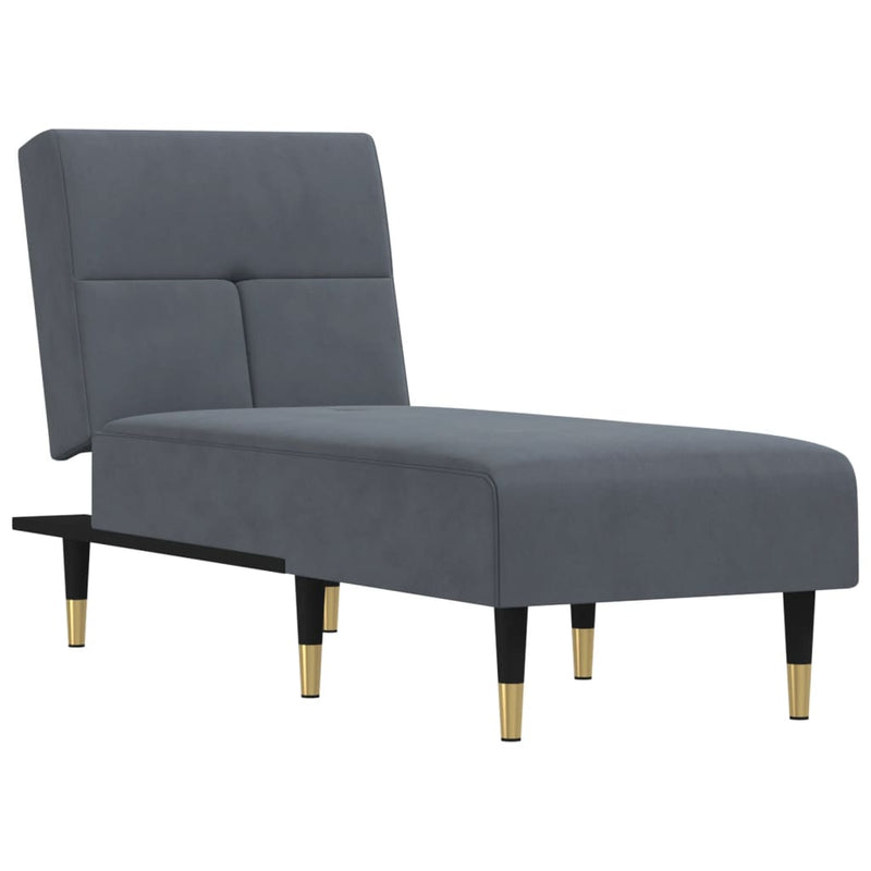 Chaise Longue Dark Grey Velvet Payday Deals