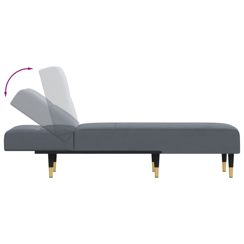 Chaise Longue Dark Grey Velvet Payday Deals