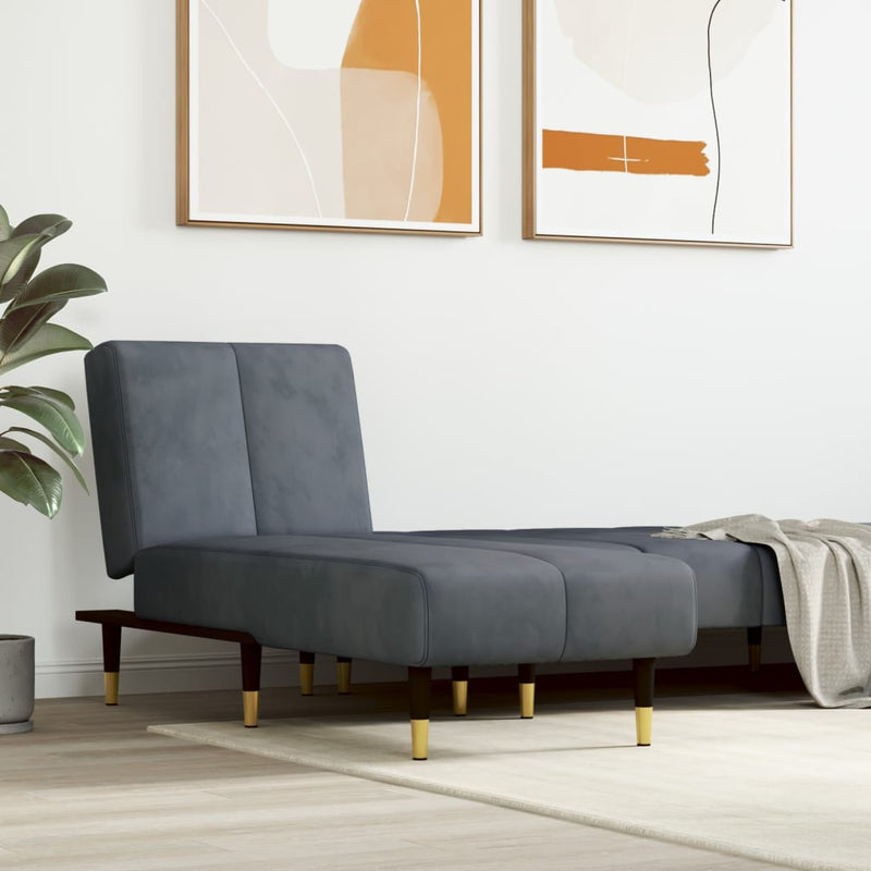 Chaise Longue Dark Grey Velvet Payday Deals
