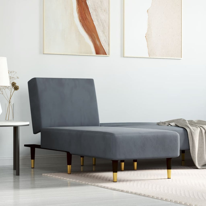 Chaise Longue Dark Grey Velvet Payday Deals