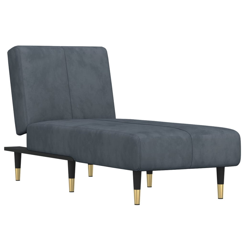 Chaise Longue Dark Grey Velvet Payday Deals