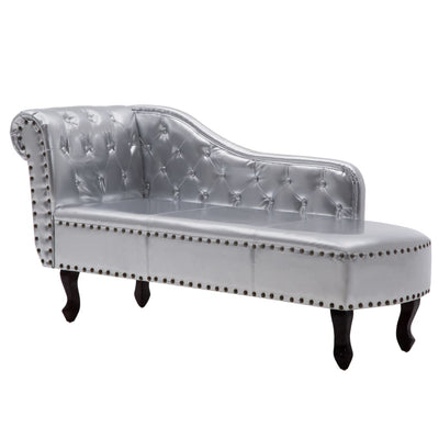 Chaise Longue Silver Faux Leather Payday Deals