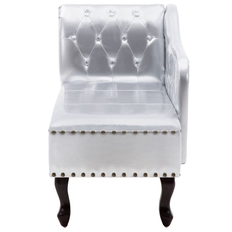 Chaise Longue Silver Faux Leather Payday Deals