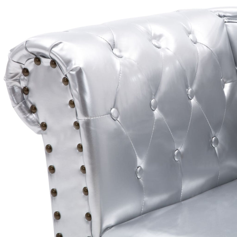 Chaise Longue Silver Faux Leather Payday Deals
