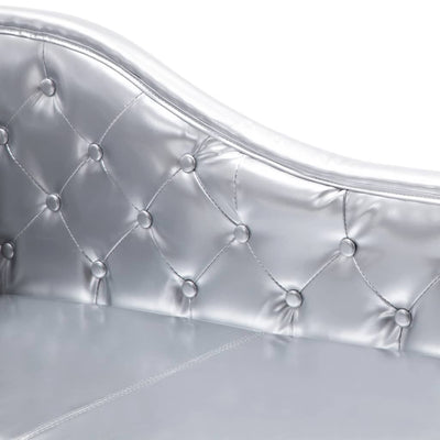 Chaise Longue Silver Faux Leather Payday Deals