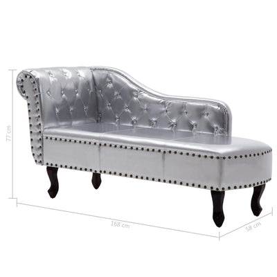 Chaise Longue Silver Faux Leather Payday Deals