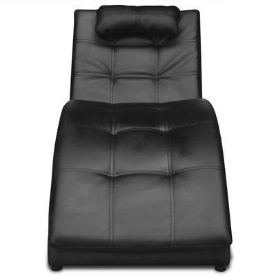 Chaise Longue with Pillow Black Faux Leather Payday Deals