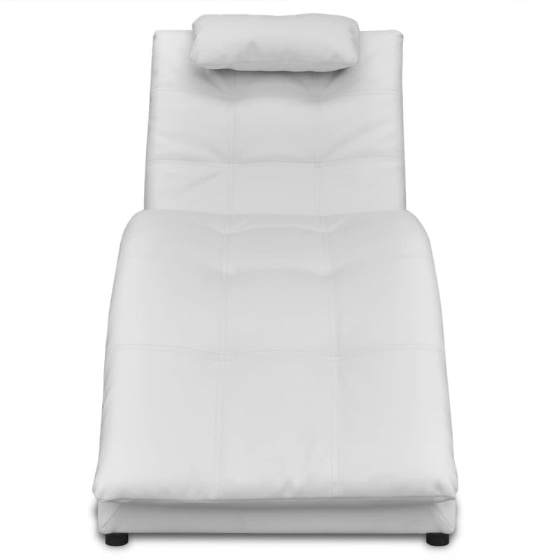 Chaise Longue with Pillow White Faux Leather Payday Deals